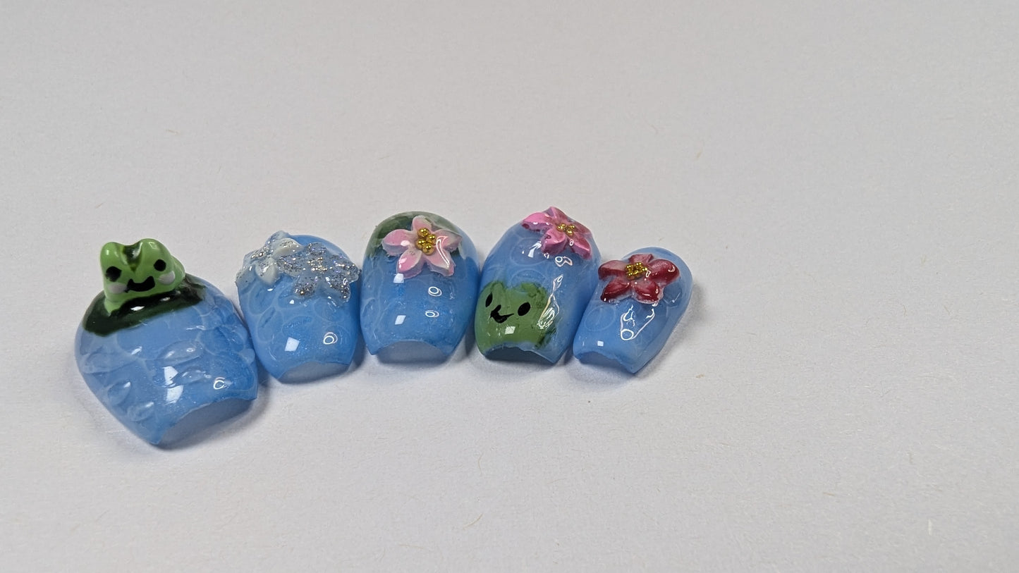 Whimsical Frog Garden Press-On Nail Set